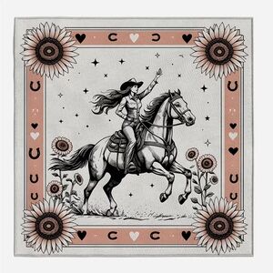 Western Cowgirl Horse Bandana in Blush and Black